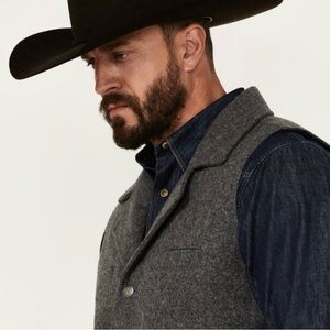Powder River Outfitters Montana Light Charcoal Men's Gray Wool Vest -XL